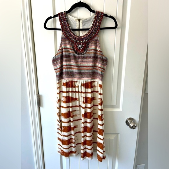 Lucky Brand Women's Ikat Beaded Sleeveless Cotton Dress Size Small - Picture 3 of 15